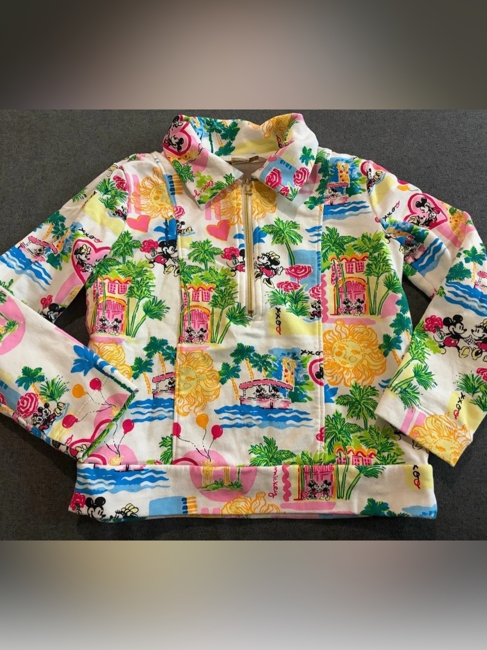 Disney x Lilly Pulitzer Eleni Half-Zip Pullover Mickey's Island Escape